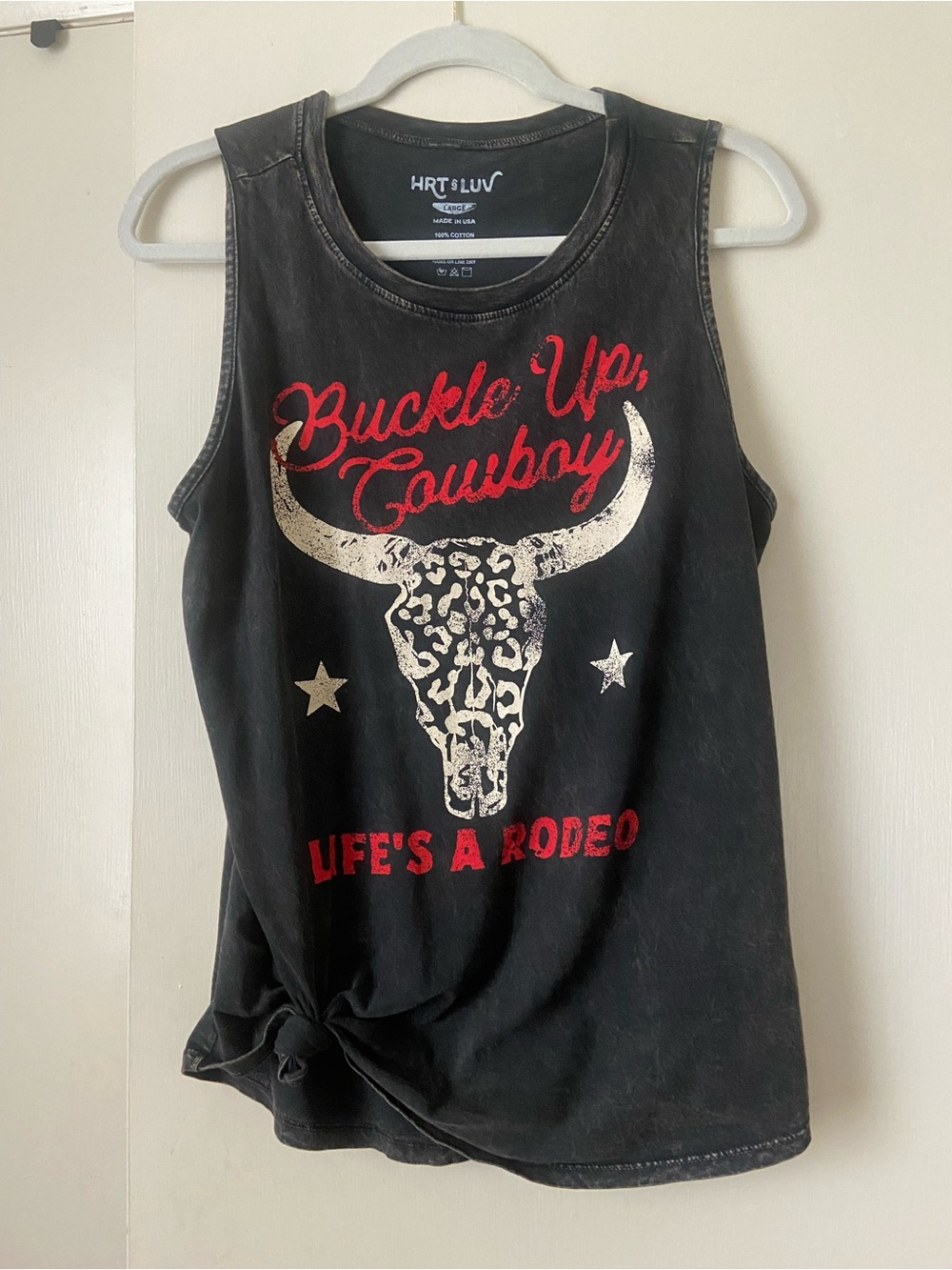 Black Graphic Tank - Buckle Up Cowboy